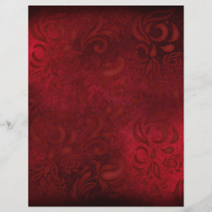 Red Floral Patterned Scrapbook Paper