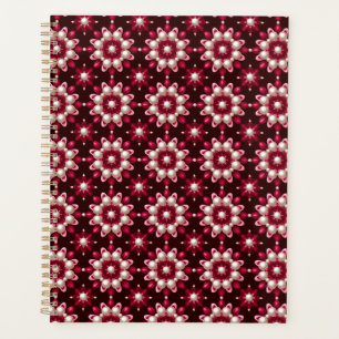 🌸 Red Floral Pearl Desk Folder Gift For Her💎 Planner