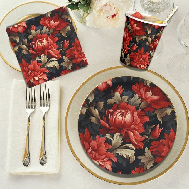 Red Floral Peony Napkin (Creator Uploaded)
