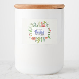 Red Floral Pickled Cummber Food Label