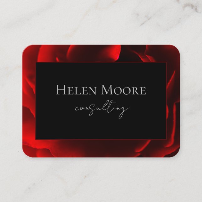 Red Floral Print Business Card (Front)