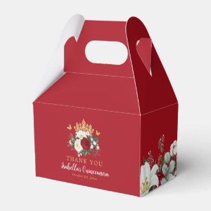 Red Floral Quinceañera Thank You Favour Box