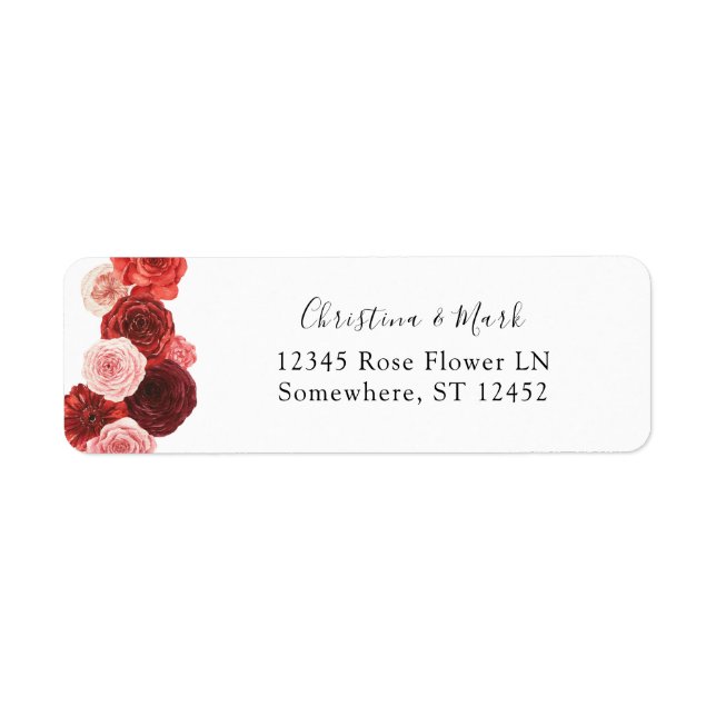 Red Floral Return Address Label (Front)