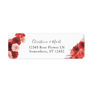 Red Floral Return Address Label 2