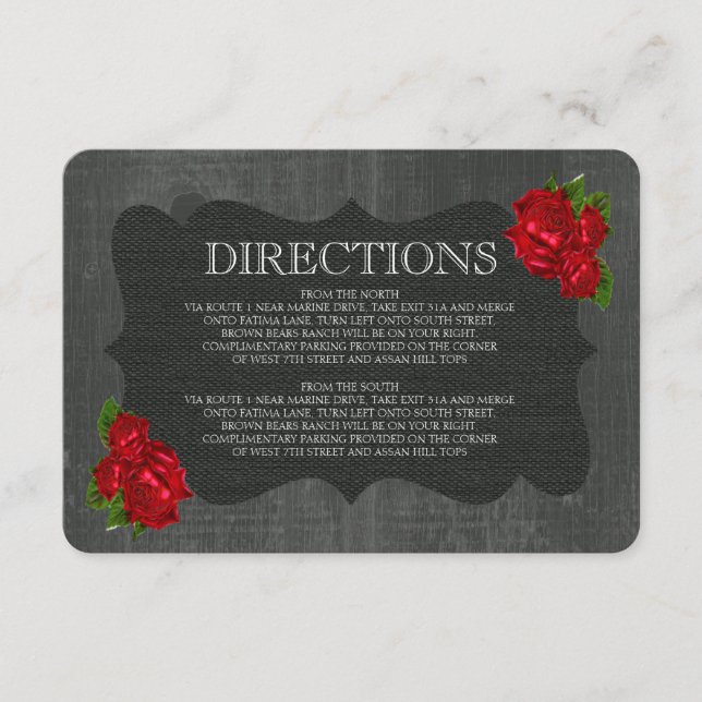 Red Floral Roses Wood Gothic Wedding Enclosure (Front)