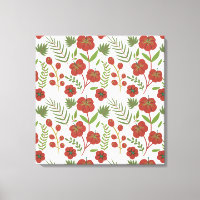 Red floral seamless pattern on white background