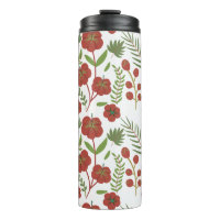 Red floral seamless pattern on white background