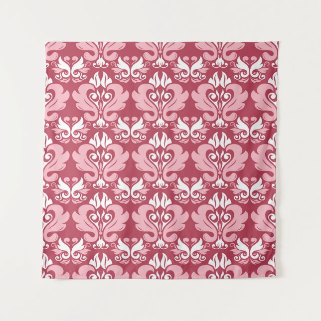 Red floral seamless pattern. Pale red and beige co Tapestry (Front)