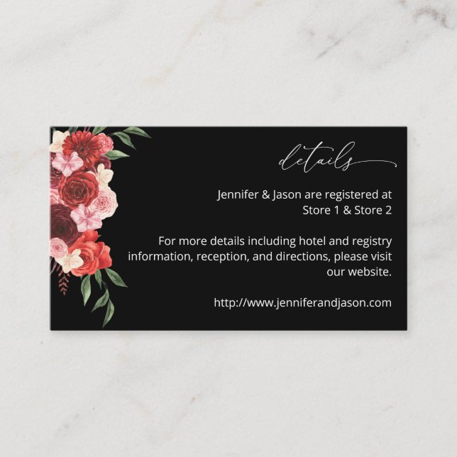 Red Floral SM Enclosure Card - Black (Front)