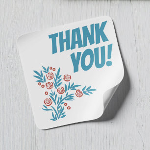 Red Floral Square Sticker