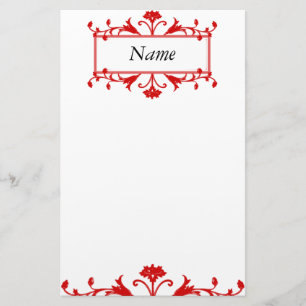 Red Floral Stationery
