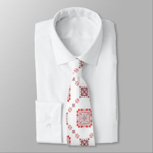 Red Floral Tatreez Henna Thobe Dress Tie