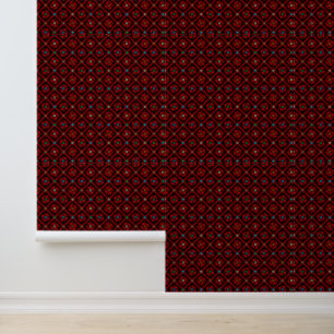 Red Floral Tatreez Pattern Henna Falastin Wallpaper