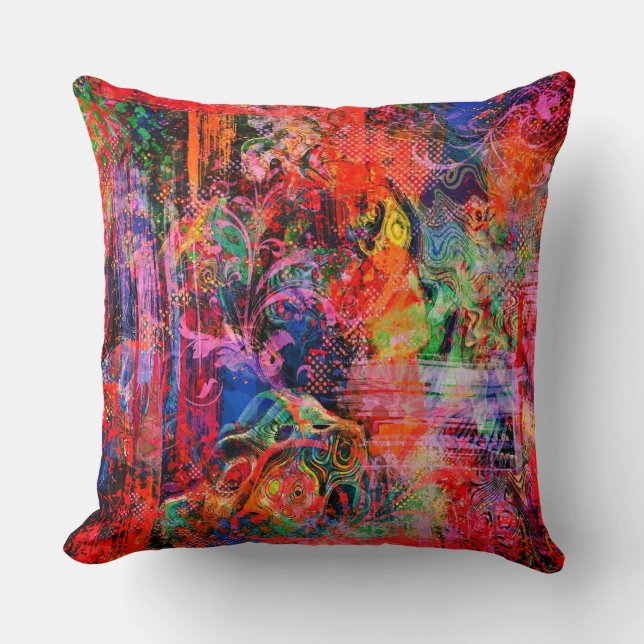 Red Floral Texture  Cushion (Front)