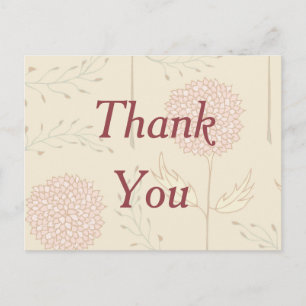 Red Floral Thank You Postcard