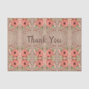 Red Floral Tissue paper Personalise Thank You Text