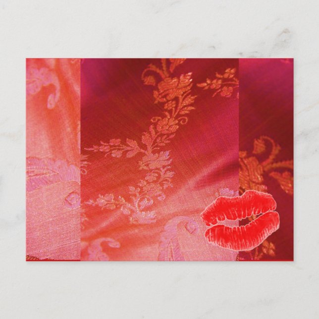 Red Floral Valentine II Postcard - Customisable (Front)