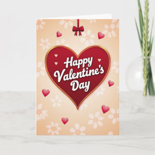 Red Floral Valentines Day Heart Card