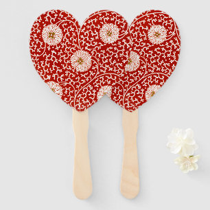 Red Floral Vibrant Ornate Classic Pattern Hand Fan