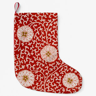 Red Floral Vibrant Ornate Classic Pattern Small Christmas Stocking