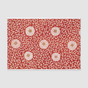Red Floral Vibrant Ornate Classic Pattern Tissue Paper
