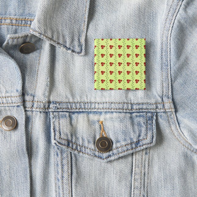 Red Floral Vine Pattern on Light Green 15 Cm Square Badge (Creator Uploaded)