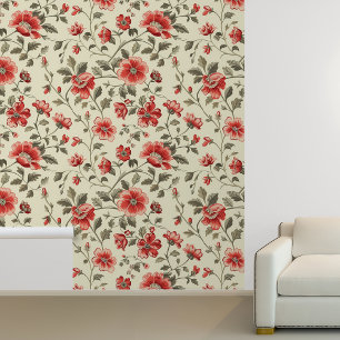 Red Floral Vintage Pattern Wallpaper