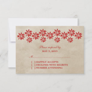 Red Floral Vintage Wedding Response Card