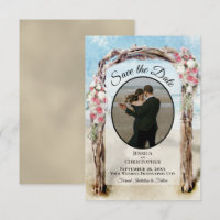 Red Floral Watercolor Beach Arbor & Photo Wedding
