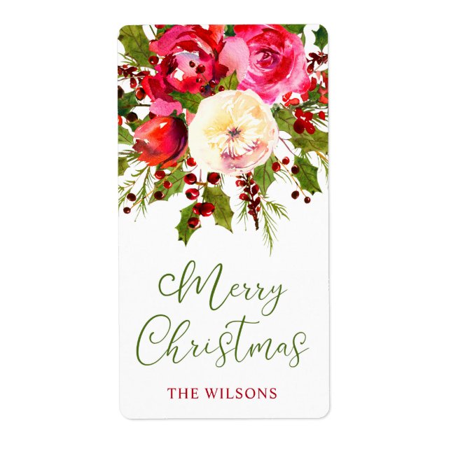 Red Floral Watercolor Personalised Christmas Gift (Front)
