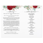 Red Floral Watercolor Photo Funeral Full Program