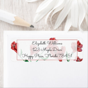 Red Floral Watercolor Return Address Labels