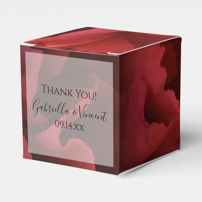 Red Floral Wedding Favour Box (Front Side)