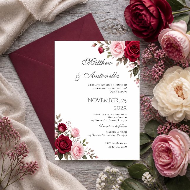 Red Floral Wedding Invitation (Creator Uploaded)