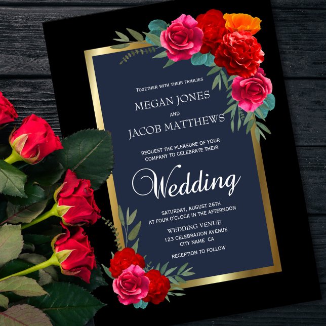 Red Floral Wedding Invitation (Creator Uploaded)