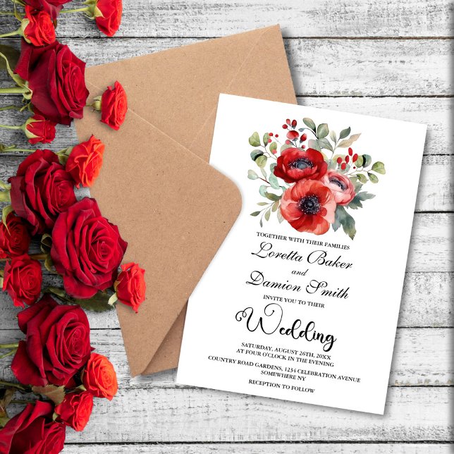Red Floral Wedding Invitation (Creator Uploaded)