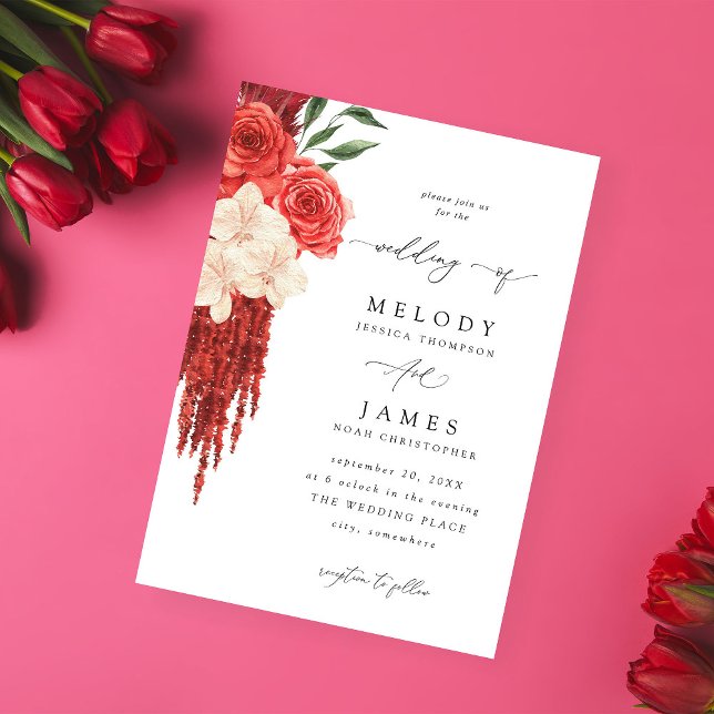 Red Floral Wedding Invitation V2 (Creator Uploaded)