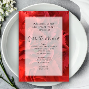 Red Floral Wedding Rehearsal Dinner Invitation