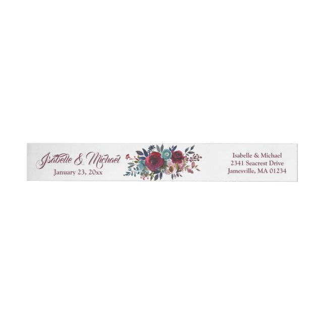 Red Floral Wedding Wraparound Return Address Label (Individual)