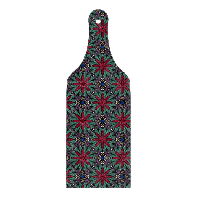 Red Floral With Green and Blue Cutting Board (Front)