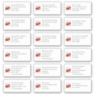 Red Florals Individual Wedding Guest Name Address