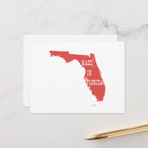 Red Floridian Made In Florida Shaped Floridan Postcard