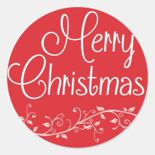Red Flourish Merry Christmas Sticker