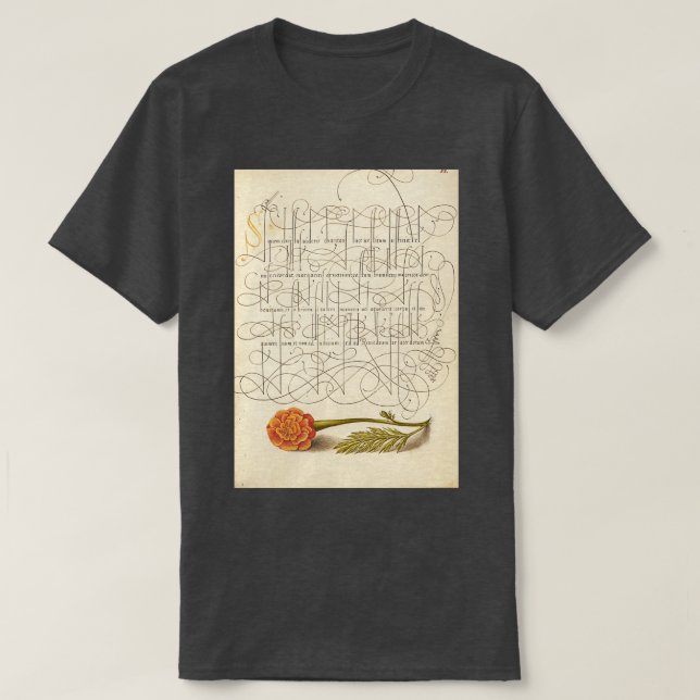 Red Flower 15611562 Medieval Illuminated Manuscrip T-Shirt (Design Front)
