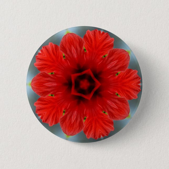 Red Flower 6 Cm Round Badge (Front)