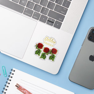 Red flower and green leaves custom name