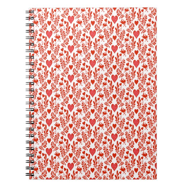 Red flower arrangement with hearts notebook (Front)