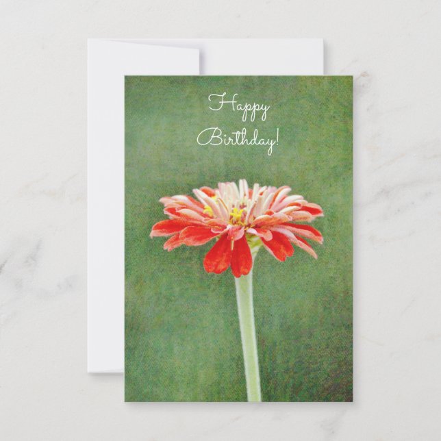 Red Flower Art Flat Birthday Card (Front)