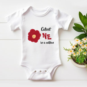 Red flower baby bodysuit