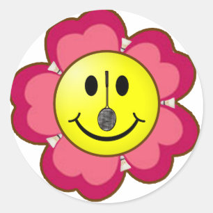 Red Flower Badminton Classic Round Sticker